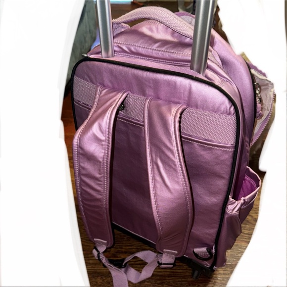 Kipling pink/purple large rolling backpack - Picture 5 of 8